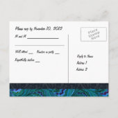 Aqua Peacock Feathers RSVP Uitnodiging Briefkaart (Achterkant)
