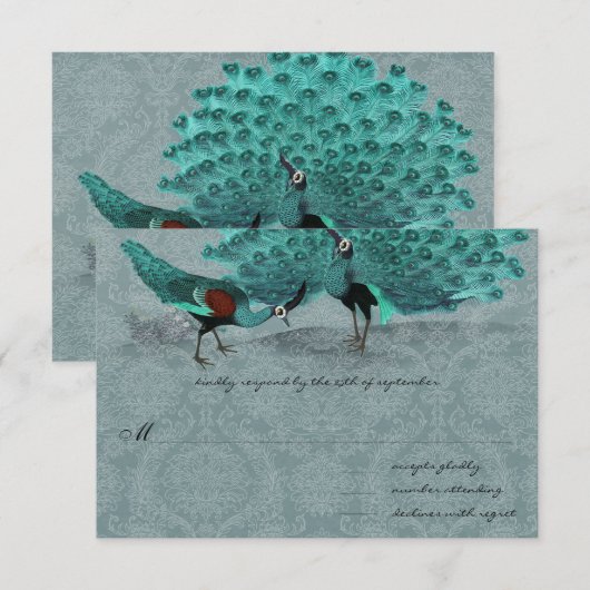 Aqua Peacock Metallic Elegance Kaart (Voorkant / Achterkant)