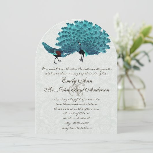 Aqua Peacocks U kiest achtergrondkleur Kaart (Staand voorkant)