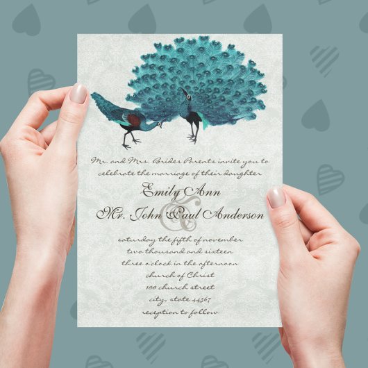 Aqua Peacocks U kiest achtergrondkleur Kaart