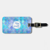 Aqua Pearlescent & Gold Mermaid Scale Patroon Bagagelabel (Voorkant horizontaal)
