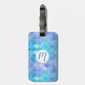 Aqua Pearlescent & Gold Mermaid Scale Patroon Bagagelabel (Achterkant verticaal)