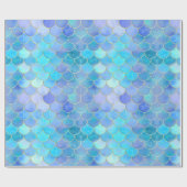 Aqua Pearlescent & Gold Mermaid Scale Patroon Cadeaupapier (Vlak)
