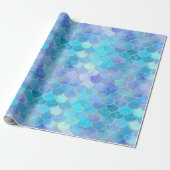 Aqua Pearlescent & Gold Mermaid Scale Patroon Cadeaupapier (Uitgerold)