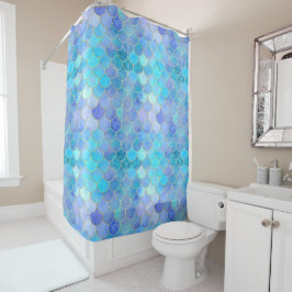 Aqua Pearlescent & Gold Mermaid Scale Patroon Douchegordijn