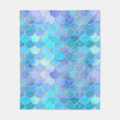 Aqua Pearlescent & Gold Mermaid Scale Patroon Fleece Deken (Voorkant)