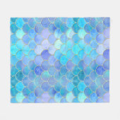 Aqua Pearlescent & Gold Mermaid Scale Patroon Fleece Deken (Voorkant (Horizontaal))