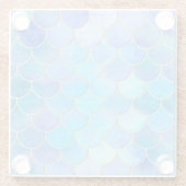 Aqua Pearlescent & Gold Mermaid Scale Patroon Glazen Onderzetter (Achterkant)