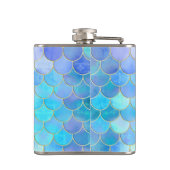 Aqua Pearlescent & Gold Mermaid Scale Patroon Heupfles (Achterkant)