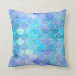 Aqua Pearlescent & Gold Mermaid Scale Patroon Kussen