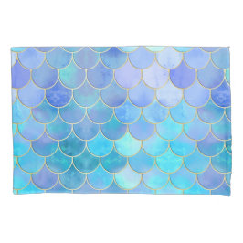 Aqua Pearlescent & Gold Mermaid Scale Patroon Kussensloop