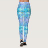 Aqua Pearlescent & Gold Mermaid Scale Patroon Leggings (Achterkant)