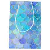 Aqua Pearlescent & Gold Mermaid Scale Patroon Medium Cadeauzakje (Achterkant)