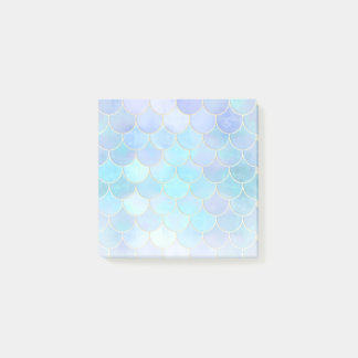 Aqua Pearlescent & Gold Mermaid Scale Patroon Post-it® Notes