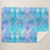 Aqua Pearlescent & Gold Mermaid Scale Patroon Sherpa Deken (Voorkant (horizontaal))