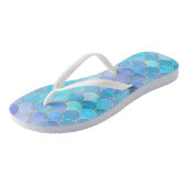 Aqua Pearlescent & Gold Mermaid Scale Patroon Teenslippers (Schuin)