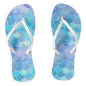 Aqua Pearlescent & Gold Mermaid Scale Patroon Teenslippers (Voetbed)