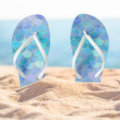 Aqua Pearlescent & Gold Mermaid Scale Patroon Teenslippers