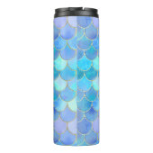Aqua Pearlescent & Gold Mermaid Scale Patroon Thermosbeker (Achterkant)