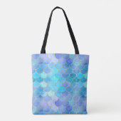 Aqua Pearlescent & Gold Mermaid Scale Patroon Tote Bag (Achterkant)