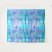 Aqua Pearlescent & Gold Mermaid Scale Patroon Wandkleed (Voorkant (horizontaal))