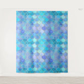 Aqua Pearlescent & Gold Mermaid Scale Patroon Wandkleed (Voorkant)
