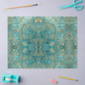 Aqua Pearlescent & Gold Mermaid Scale Pattern Tissuepapier (Craft)