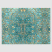 Aqua Pearlescent & Gold Mermaid Scale Pattern Tissuepapier (Voorkant)