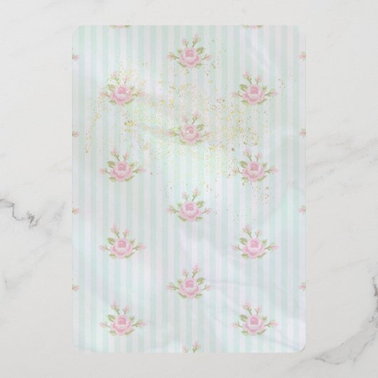  Aqua Peony bruiloft Folie behuizing Kaart (Achterkant)