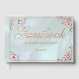  Aqua Peony bruiloft Folie gastenboek