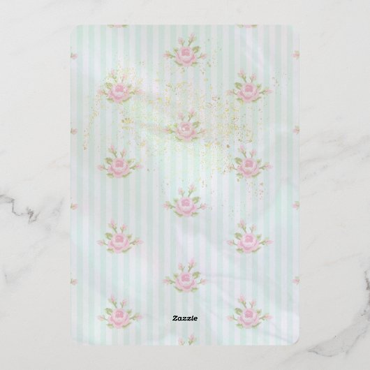  Aqua Peony bruiloft Folie Uitnodiging (Achterkant)