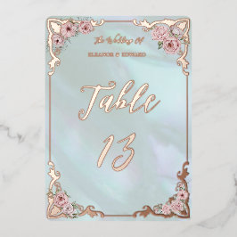  Aqua Peony Folie Tafelnummer Kaart