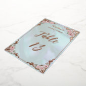  Aqua Peony Folie Tafelnummer Kaart (Gedraaid)