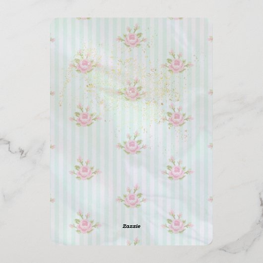 Aqua Peony Vrijgezellenfeest Tea Party Folie Uitnodiging (Achterkant)