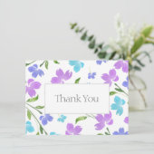 Aqua Periwinkle Paarse Waterverf bloemstelen Bedankkaart (Staand voorkant)