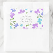 Aqua Periwinkle Paarse Waterverf bloemstelen Rechthoekige Sticker (Tas)