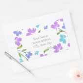 Aqua Periwinkle Paarse Waterverf bloemstelen Rechthoekige Sticker (Envelop)