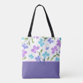 Aqua Periwinkle Paarse Waterverf bloemstelen Tote Bag (Achterkant)
