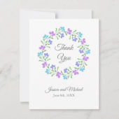 Aqua, Periwinkle, Paarse Waterverf Floral Wreath Bedankkaart (Voorkant)
