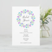 Aqua, Periwinkle, Paarse Waterverf Floral Wreath Kaart (Staand voorkant)