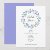 Aqua, Periwinkle, Paarse Waterverf Floral Wreath Kaart (Voorkant / Achterkant)