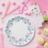 Aqua, Periwinkle, Paarse Waterverf Floral Wreath Papieren Bordje (Feest)