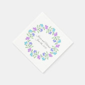 Aqua, Periwinkle, Paarse Waterverf Floral Wreath Servet (Hoek)