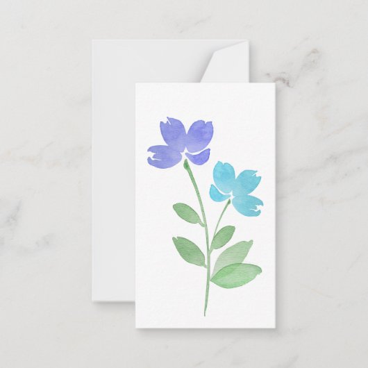 Aqua Periwinkle Waterverf Flower Stems Note Card Notitiekaartje (Voorkant)