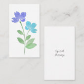 Aqua Periwinkle Waterverf Flower Stems Note Card Notitiekaartje (Voorkant / Achterkant)