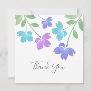 Aqua, Periwinkle Waterverf Vloerstenen Bedankkaart