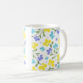 Aqua Periwinkle Yellow Waterverf Floral Stems Koffiemok (Voorkant rechts)