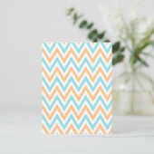 Aqua-perzik, Chevron Zigzag Briefkaart (Staand voorkant)