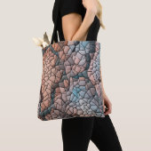 Aqua perzik en zwart quiltpatroon tote bag (Dichtbij)