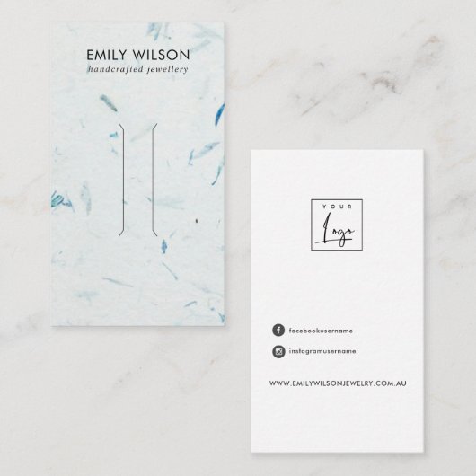 AQUA PETAL HANDGEMAAKTE PAPIEREN HAARCLIP DISPLAY  VISITEKAARTJE (Voorkant / Achterkant)